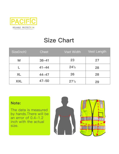 Chaleco de Seguridad PACIFIC PCV002 Amarillo Grande 10 Bolsillos
