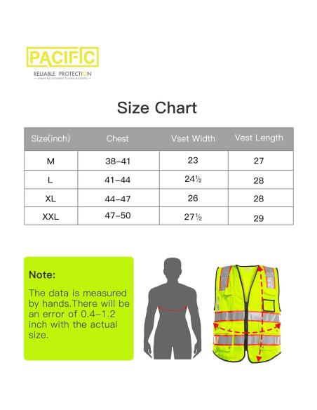 Chaleco de Seguridad PACIFIC PCV002 Amarillo Grande 10 Bolsillos