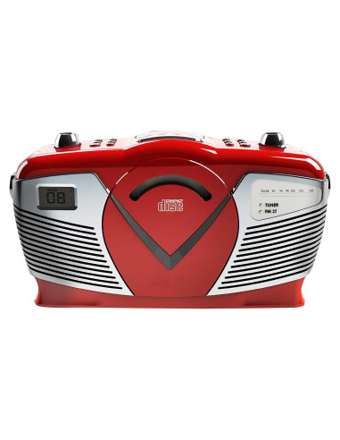 Boombox Retro PROSCAN con Radio AM/FM y CD - Rojo
