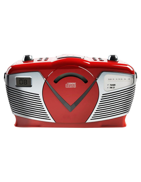 Boombox Retro PROSCAN con Radio AM/FM y CD - Rojo