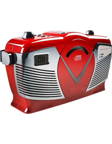 Boombox Retro PROSCAN con Radio AM/FM y CD - Rojo