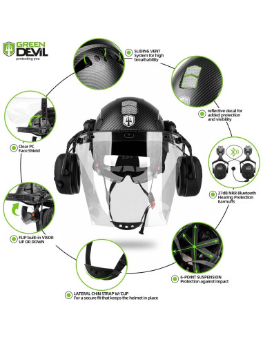 Casco de Seguridad GREEN DEVIL con Auriculares Bluetooth