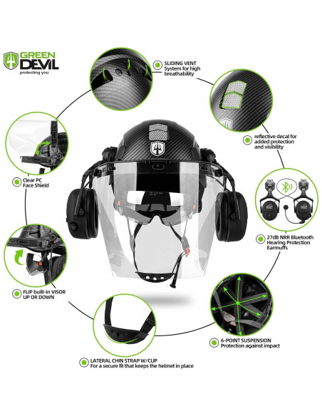 Casco de Seguridad GREEN DEVIL con Auriculares Bluetooth