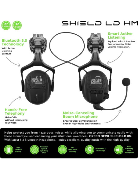 Casco de Seguridad GREEN DEVIL con Auriculares Bluetooth
