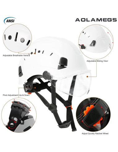 Casco de Seguridad Aolamegs ABS Ajustable con Visera Clara