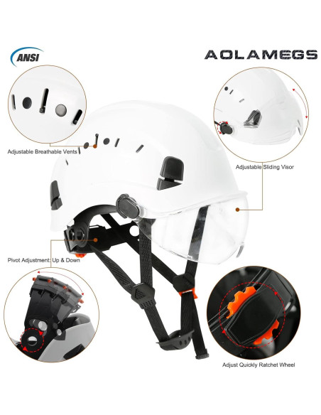 Casco de Seguridad Aolamegs ABS Ajustable con Visera Clara
