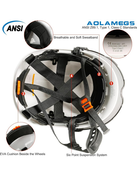 Casco de Seguridad Aolamegs ABS Ajustable con Visera Clara