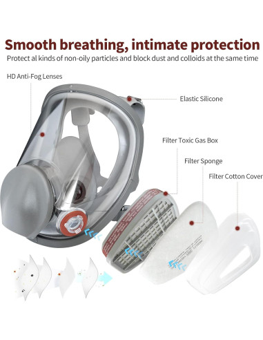 Máscara de Respirador Completa 6800 - Filtro Carbón Activado