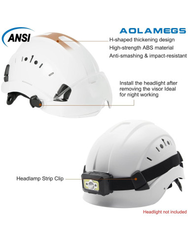 Casco de Seguridad Aolamegs ABS Ajustable con Visera Clara