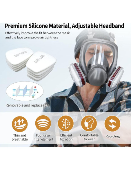 Máscara de Respirador Completa 6800 - Filtro Carbón Activado Máscara de Respirador Completa 6800 - Filtro Carbón Activado