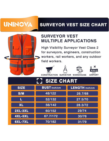 Chaleco de Seguridad UNINOVA Extra Grande Malla Naranja Reflectante
