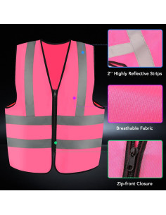 Paquete de 3 Chalecos Reflectantes Rosa XL - Alta Visibilidad 2