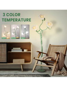 Lámpara de Pie Vintage Loxphyn Verde LED 3 Modos de Color 2