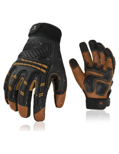 Guantes Mecánicos Vgo de Cuero Marrón Talla M Anti-Vibración