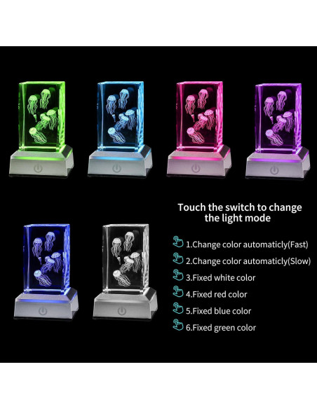 Luz Nocturna 3D Medusa Cristal LONGWIN Multicolor 50x78mm