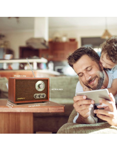 Radio Vintage LoopTone AM/FM Bluetooth USB SD Madera 2