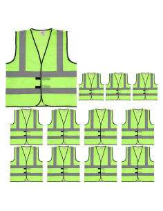 Chalecos de Seguridad ZOJO 12 Paquetes Amarillo Neón