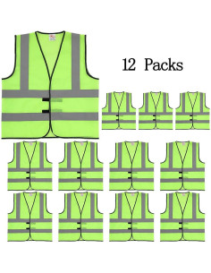 Chalecos de Seguridad ZOJO 12 Paquetes Amarillo Neón 2