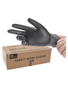 Guantes de Trabajo LANON 18 Pares Transpirables Grises