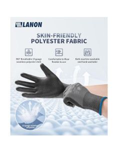 Guantes de Trabajo LANON 18 Pares Transpirables Grises 2
