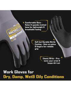 Guantes de Trabajo COOLJOB Nitrilo Antideslizantes Medianos 2