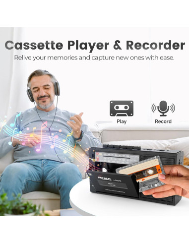 Reproductor de Cinta PRUNUS J-360 Boombox Bluetooth y Radio