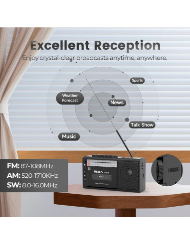 Reproductor de Cinta PRUNUS J-360 Boombox Bluetooth y Radio