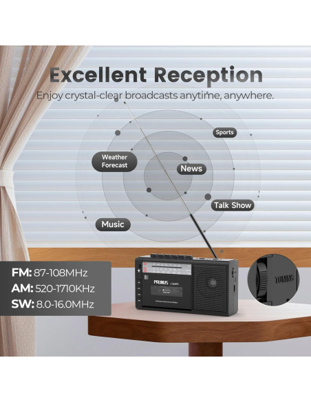 Reproductor de Cinta PRUNUS J-360 Boombox Bluetooth y Radio