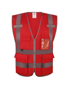 Chaleco de Seguridad Dazonity Rojo XL con Tiras Reflectantes