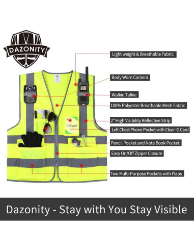 Chaleco de Seguridad Dazonity Rojo XL con Tiras Reflectantes