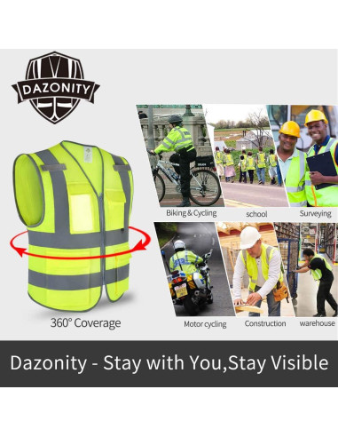 Chaleco de Seguridad Dazonity Rojo XL con Tiras Reflectantes