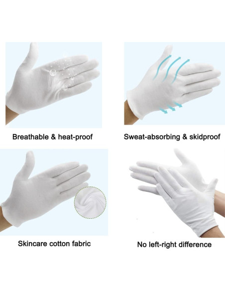 12 Pares de Guantes de Algodón COOHORN para Eczema y SPA