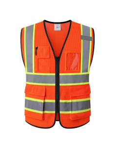 Chaleco Reflectante Kazsaifo Naranja Mediano 5 Bolsillos