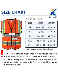 Chaleco Reflectante Kazsaifo Naranja Mediano 5 Bolsillos 2