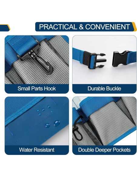 Delantal de Jardín WINHUNT Azul con 8 Bolsillos Ajustables