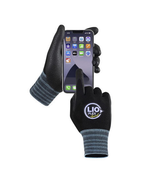 Guantes de Trabajo Nitrilo Negro L Livianos y Transpirables