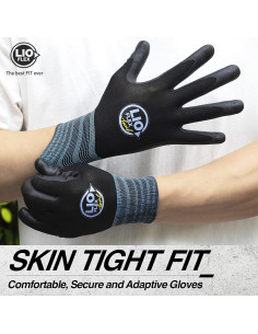 Guantes de Trabajo Nitrilo Negro L Livianos y Transpirables 2