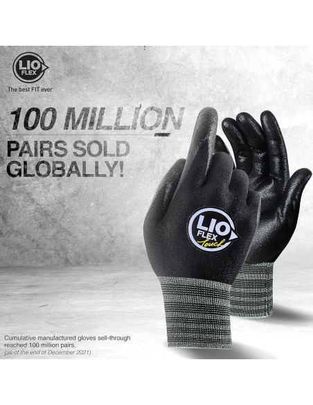 Guantes de Trabajo Nitrilo Negro L Livianos y Transpirables