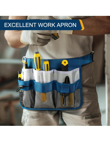 Delantal de Jardín WINHUNT Azul con 8 Bolsillos Ajustables