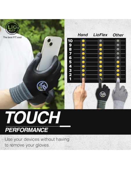 Guantes de Trabajo Nitrilo Negro L Livianos y Transpirables