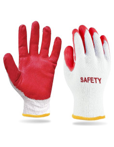 Guantes de Trabajo Safety Algodón Rojo Nitrilo Antideslizantes