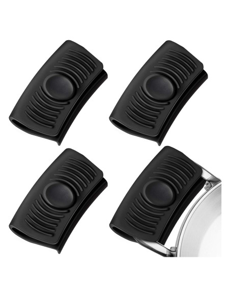 2 Pares de Mangos de Silicona Aislantes Patelai - Negro