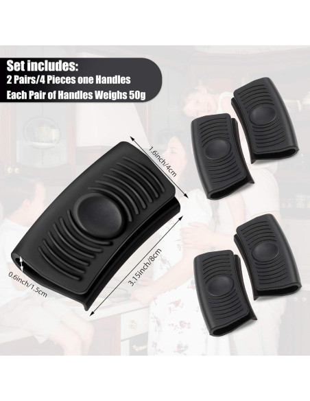 2 Pares de Mangos de Silicona Aislantes Patelai - Negro
