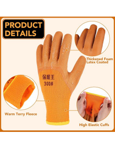 10 Pares de Guantes de Trabajo Impermeables Térmicos L 2