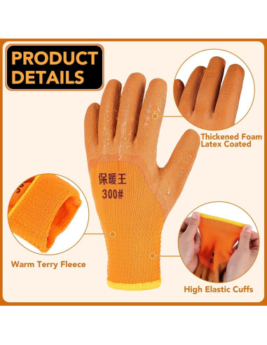 10 Pares de Guantes de Trabajo Impermeables Térmicos L