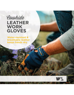 Guantes de Trabajo Wells Lamont 3207L Azul Grande Resistentes al Agua 2