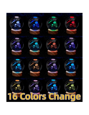 Lámpara de Bola de Cristal 3D Conalisk 8 cm LED 16 Colores