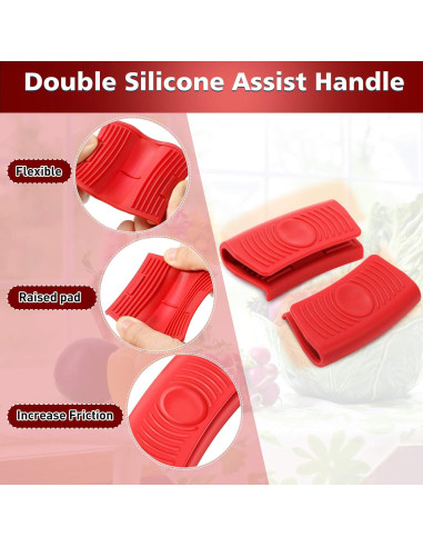 2 Pares de Mangos de Silicona Aislantes Patelai - Negro