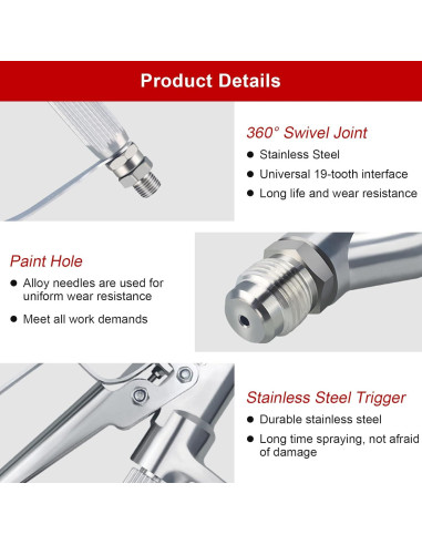 Pistola de Pulverización ZHUITU 3600 PSI Aluminio Plata