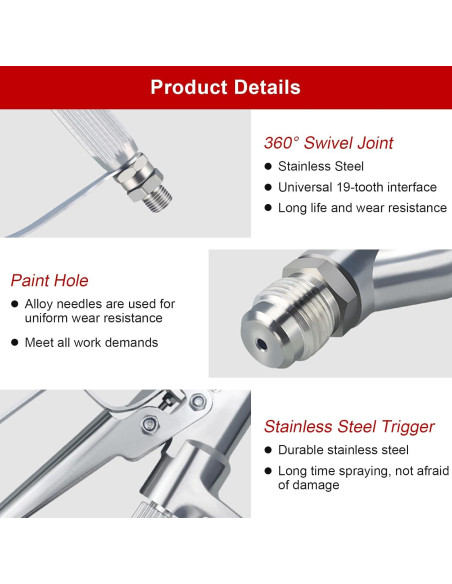 Pistola de Pulverización ZHUITU 3600 PSI Aluminio Plata